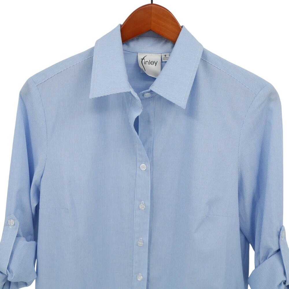 NWT Finley Jenna Striped Ruffled Tiered Shirt Dress Blue White Shirtdress S - Picture 5 of 8